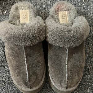 UGG Charcoal Shearling Clog Slippers